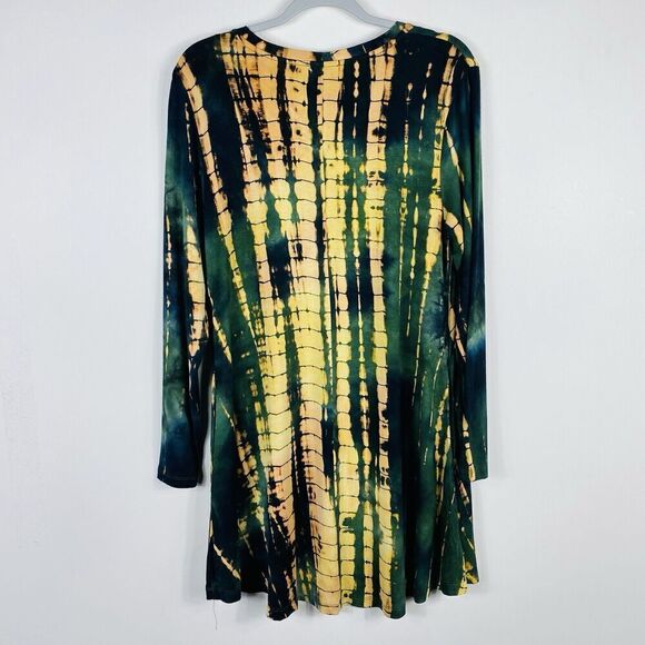 Umgee Size Small Tie Dye Long Sleeve Mini Dress Green - Picture 2 of 4